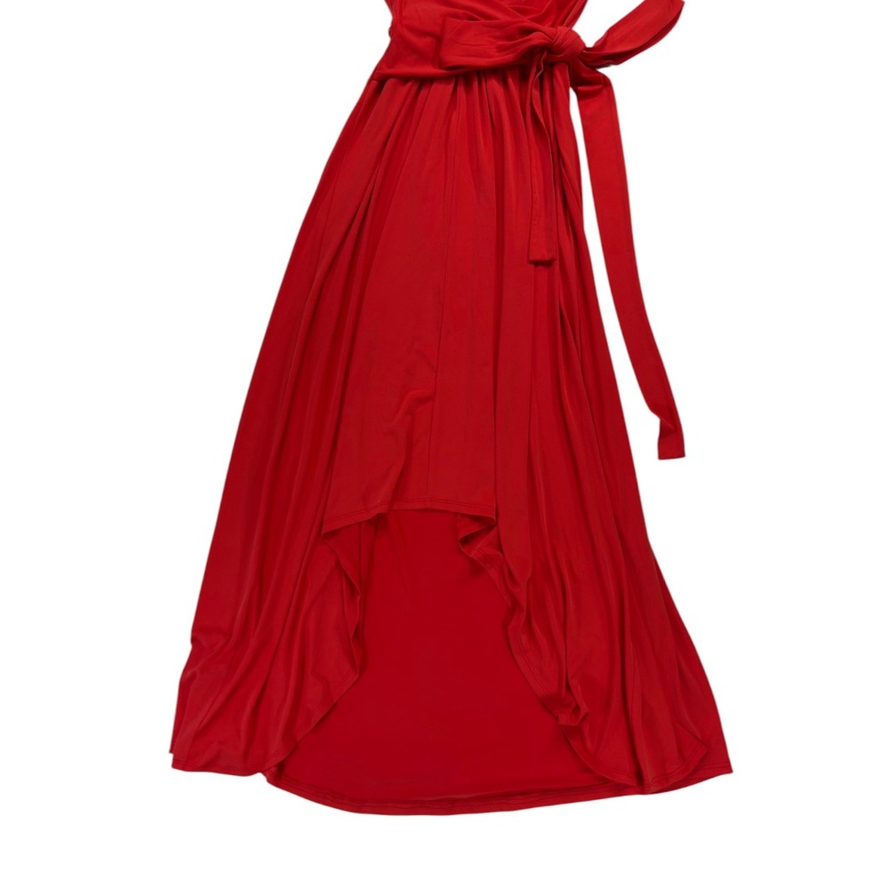 Michael Kors High-Low Wrap Dress 8 Coral V-Neck Short Sleeve Glam Romantic Chic - Picture 3 of 11